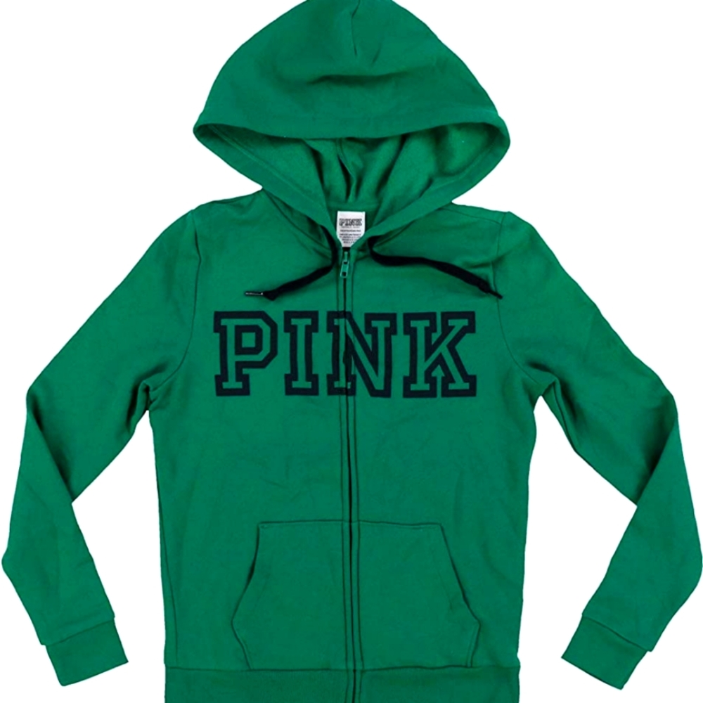 💚 Victoria's Secret Pink Hoodie Full Zip Lightweight Sweatshirt 💚